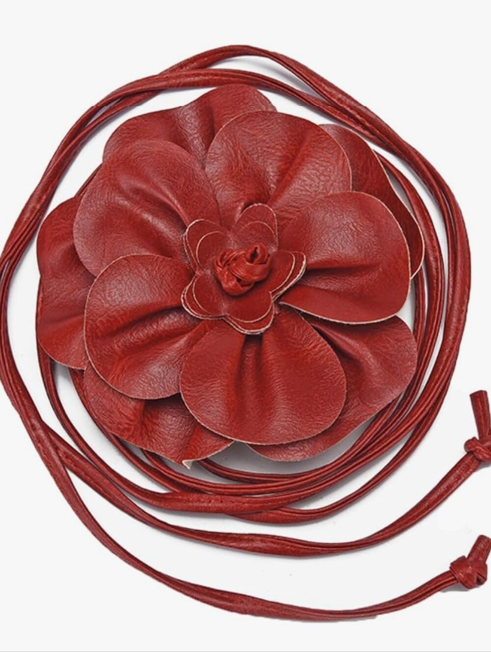 Red Flower Belt Necklace Bag Charm - Women Accessories